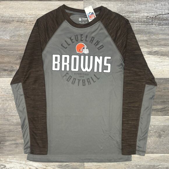 Cleveland Browns T-Shirt NWT NFL Team Apparel Football Mens M Long Sleeve Raglan - Picture 1 of 11